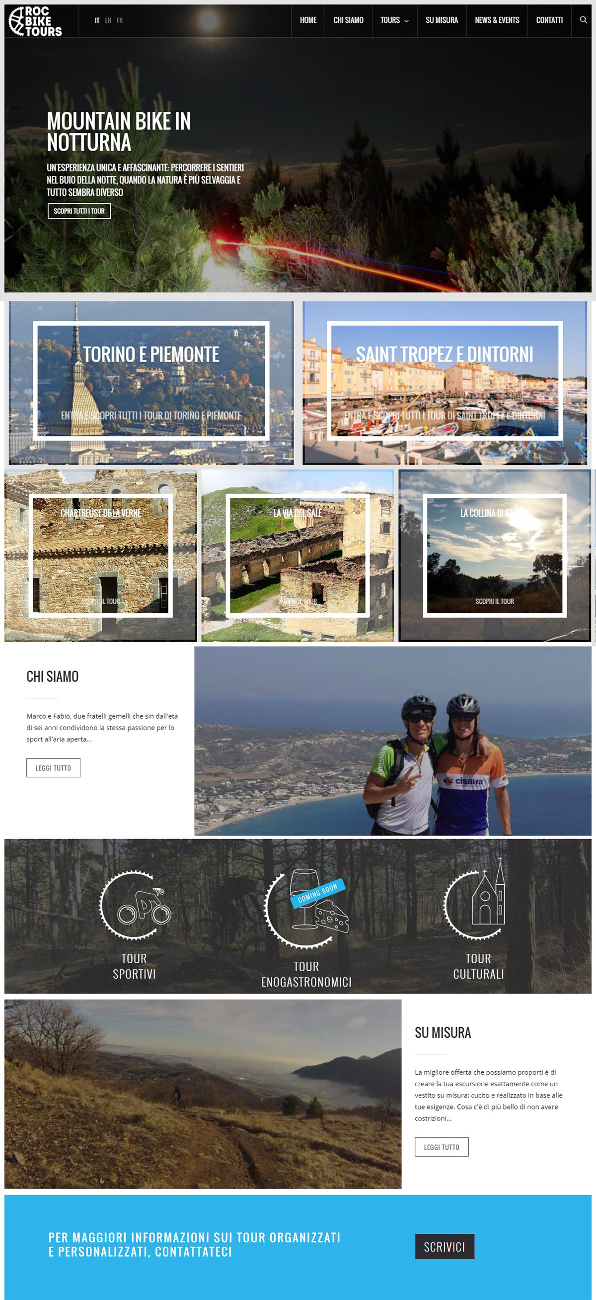 Screenshot home page sito web Roc Bike Tours
