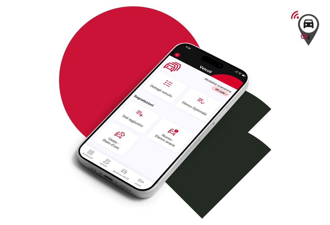 Schermata dell'app mobile LogiSmart relativa ai veicoli