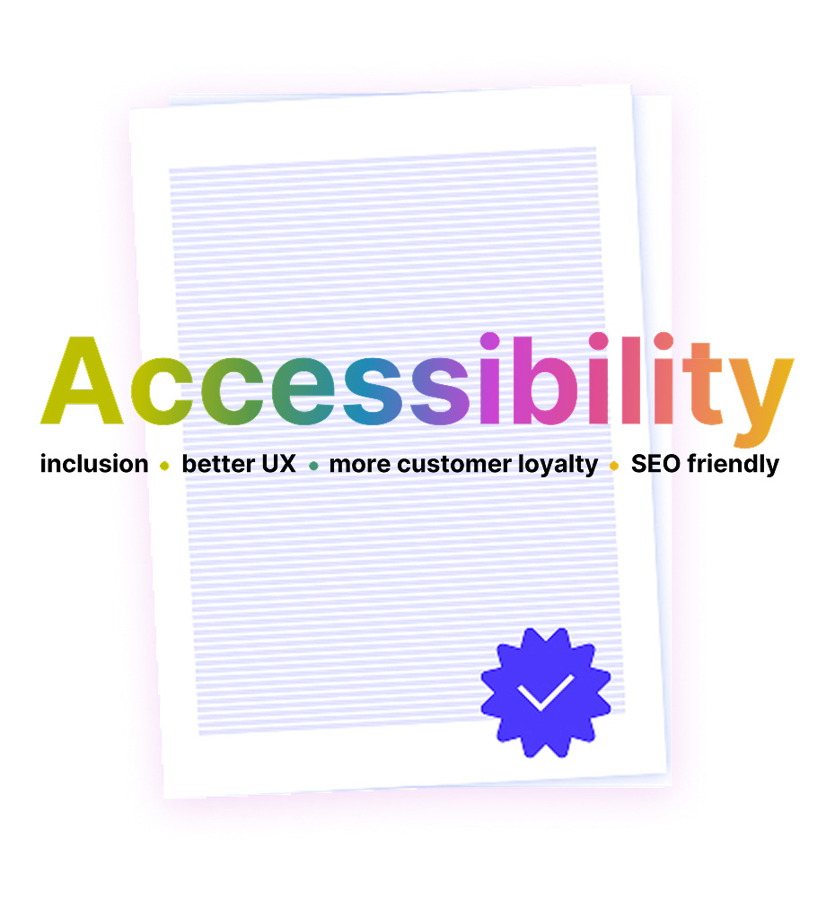 Un foglio bianco, a simulare una pagina web, con la scritta Accessibility in sovraimpressione