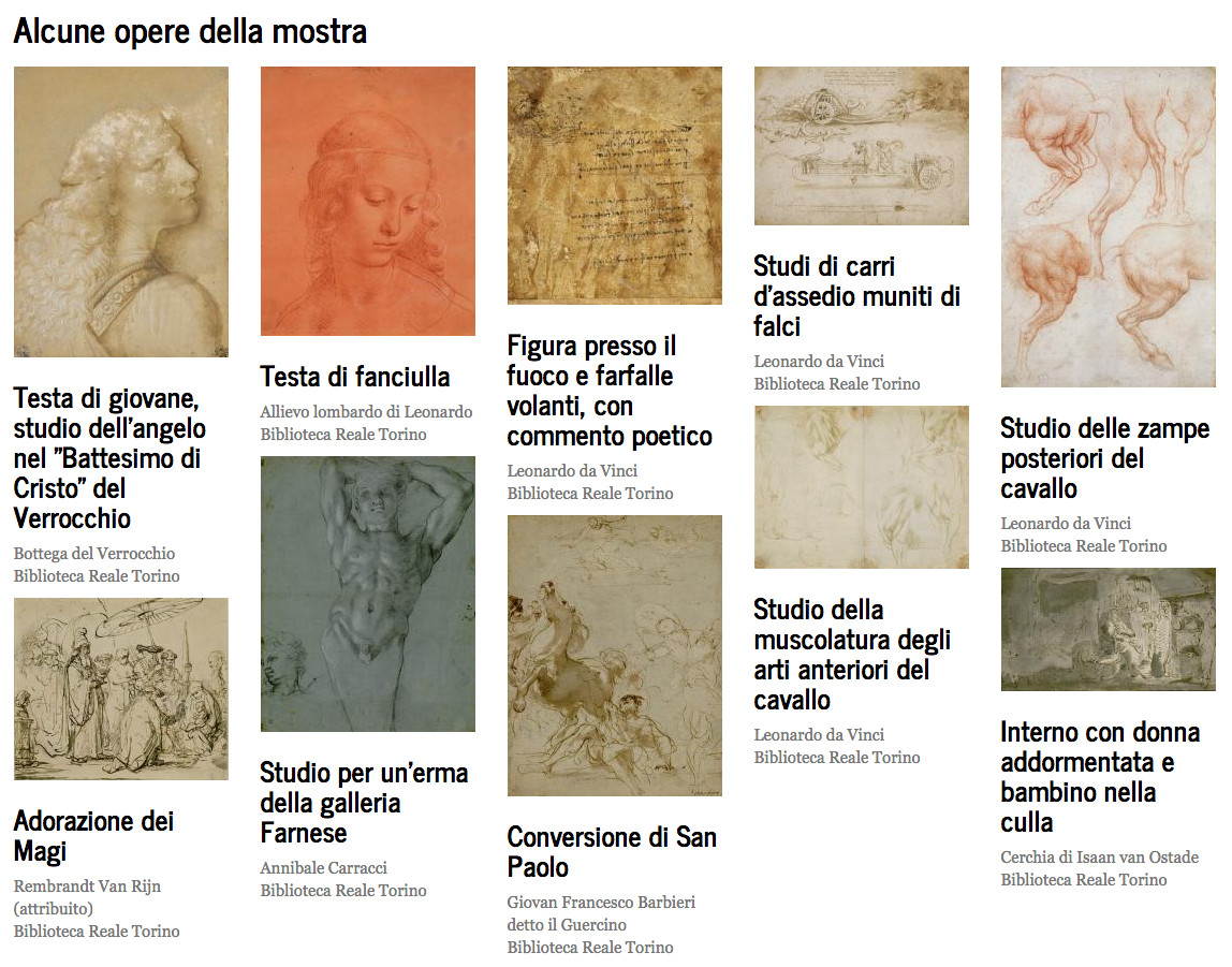 Visualizzazione delle opere della mostra Leonardo e i Tesori del Re Visualizzazione delle opere della mostra Leonardo e i Tesori del Re