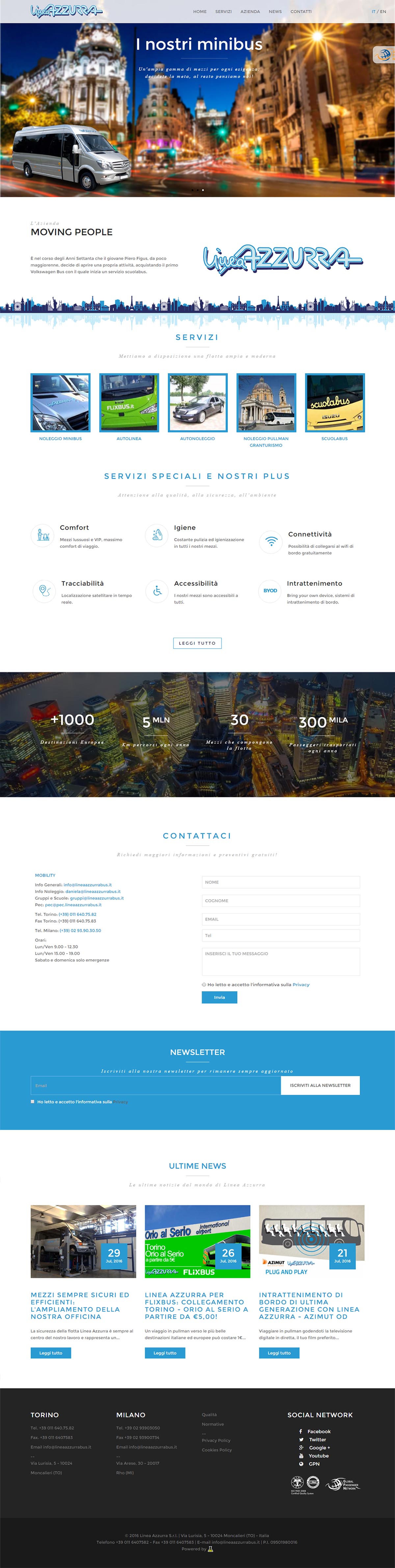 La home page del sito Linea Azzurra Bus