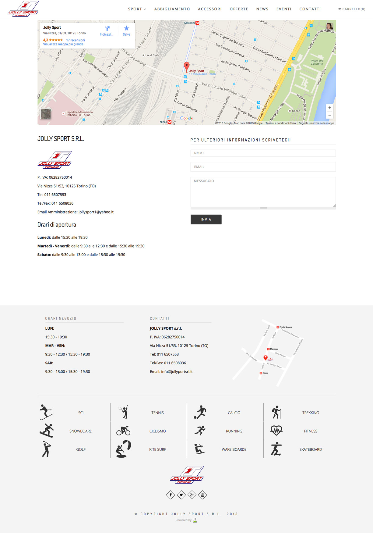 Pagina contatti per Jolly Sport Archibuzz Pagina contatti per Jolly Sport Archibuzz