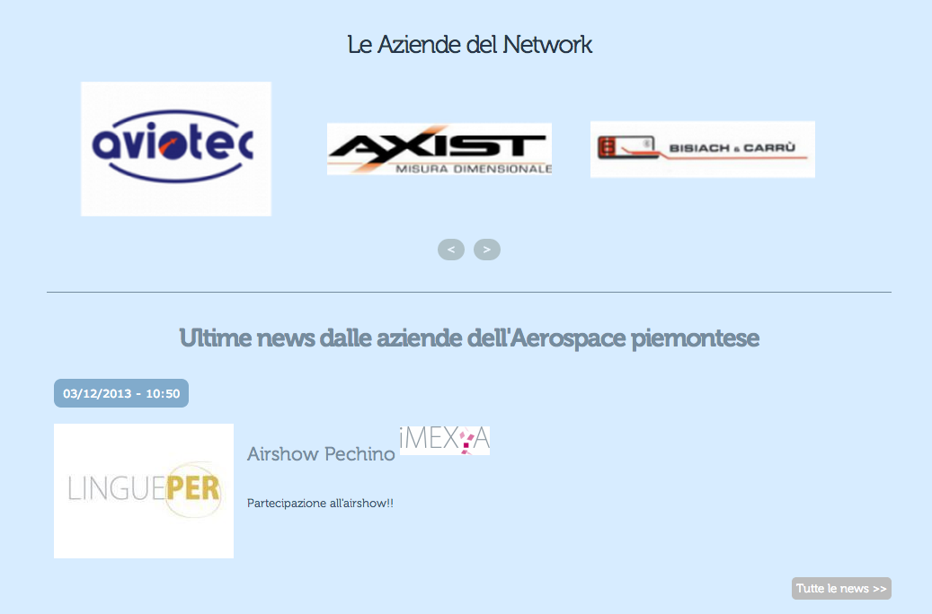 Visualizzazione delle aziende in homepage Le aziende in homepage