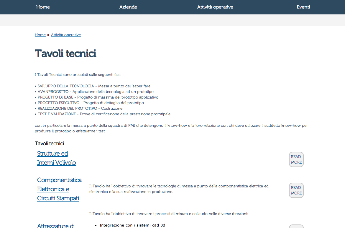 I tavoli tecnici del TPAerotech I tavoli tecnici