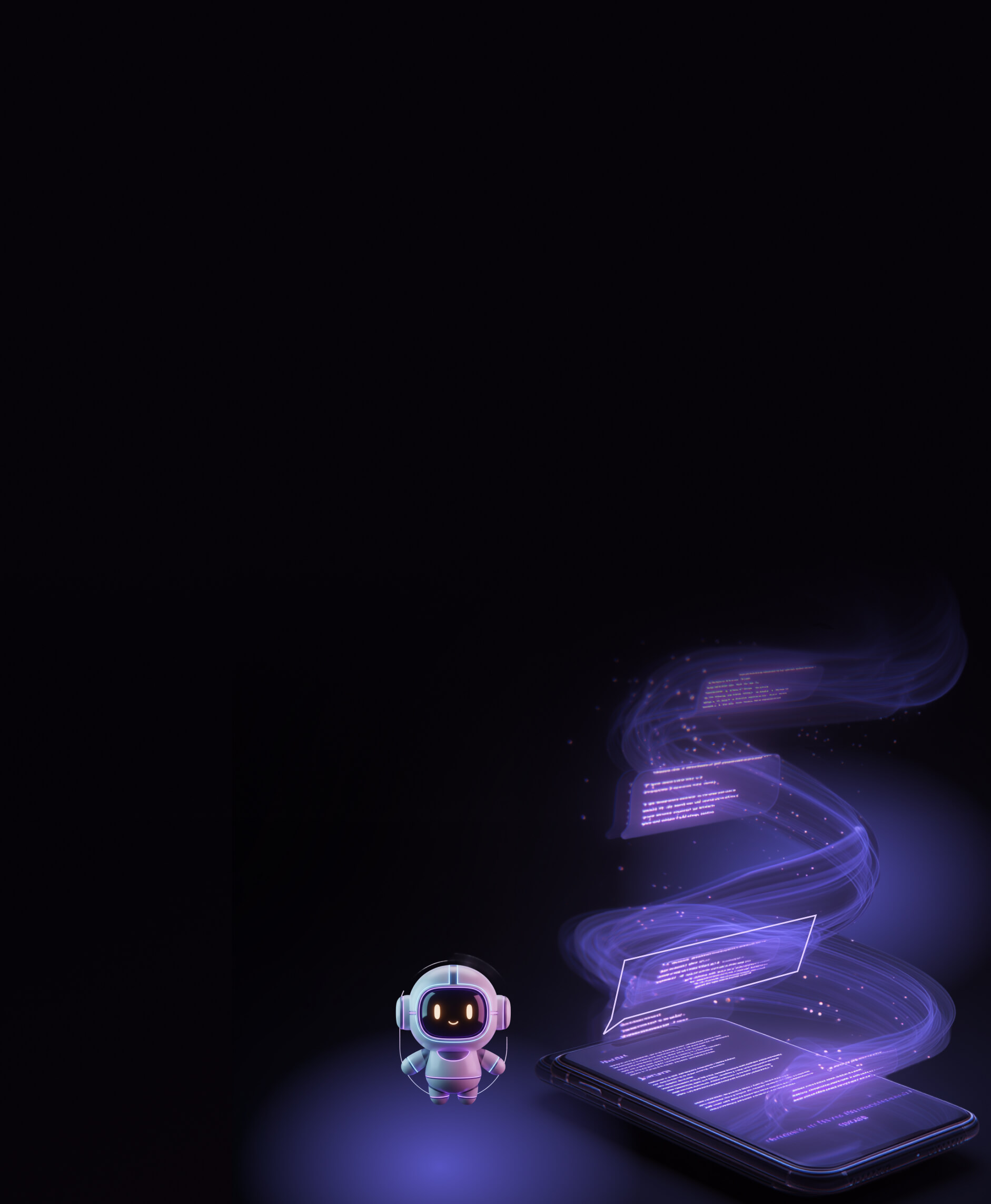 Assistente virtuale AI con chatbot su smartphone, automazione digitale