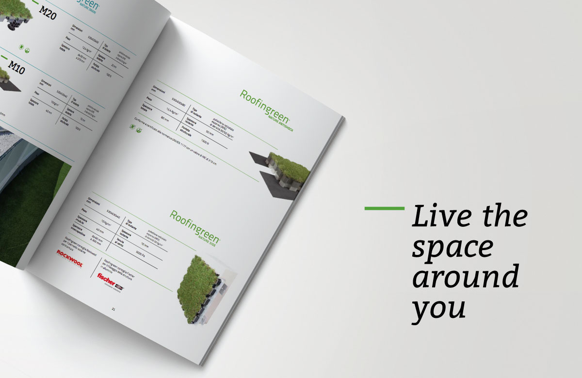 brochure catalogo roofingreen archibuzz grafica