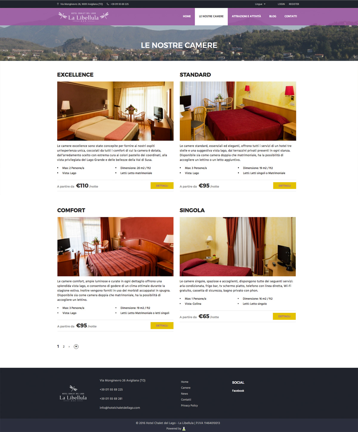 Camere hotel chalet del lago la libellula