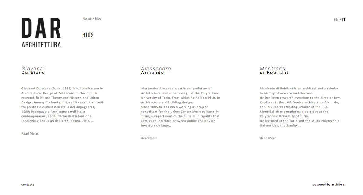 Biografia sito web Dar architettura