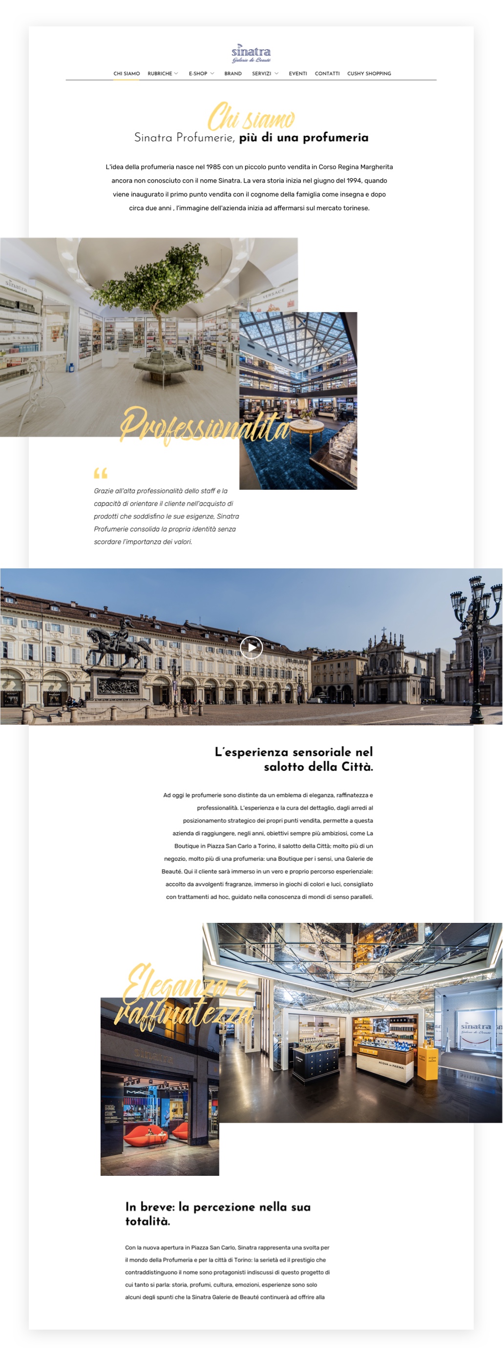 Una profumeria nel salotto della città di Torino: lo sviluppo del nuovo sito web di Sinatra Profumerie