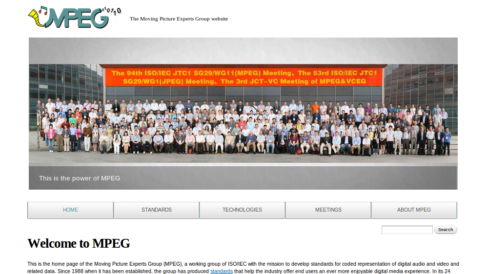 Un dettaglio della home page mpeg1