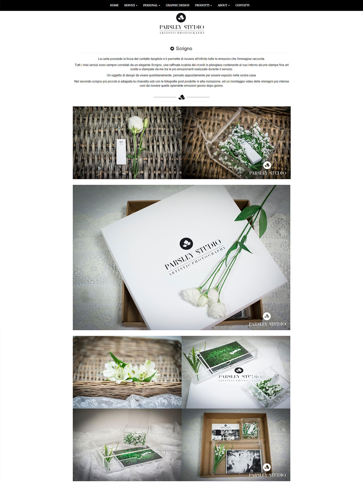 Pagina Scrigno sito web Parsley