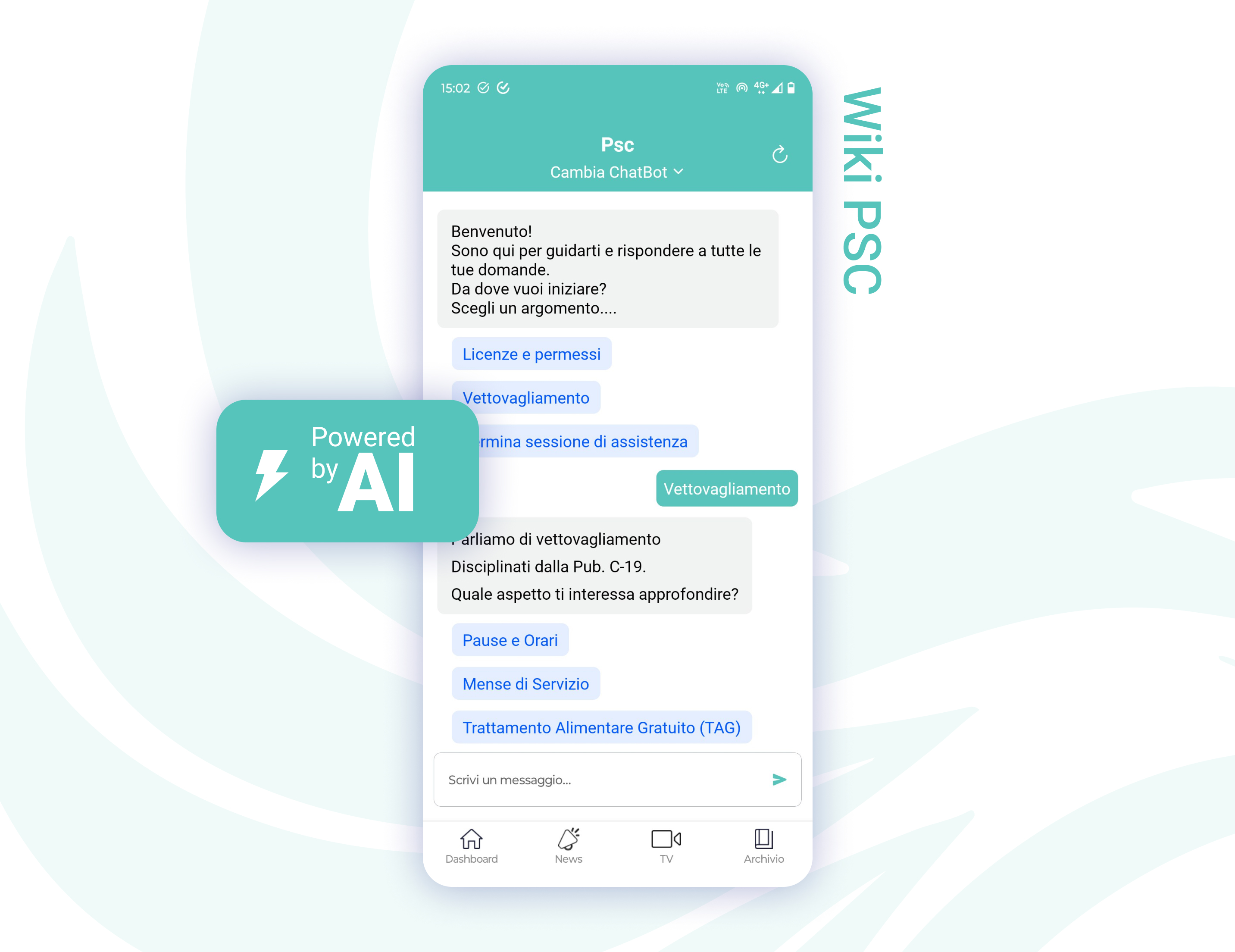 un telefono presenta la chatbot integrata