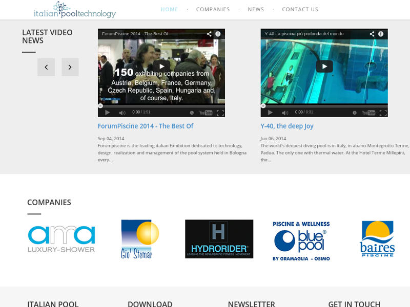 Italian pool technology, ultimi video in home page